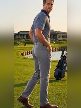 Greg Norman Performance Golf Pants Mens 36X32 Gray 5-Pocket Stretch Trousers EUC